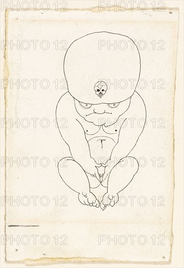 Crouching Midget, 1892/98, Aubrey Vincent Beardsley, English, 1872-1898, England, Pen and black ink on ivory wove paper, 97 × 67 mm