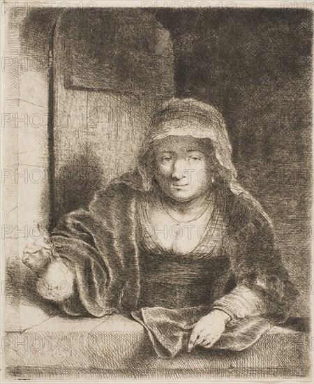 Woman with the Pear, 1651, Ferdinand Bol, Dutch, 1616-1680, Holland, Etching on ivory paper, 143 x 118 mm