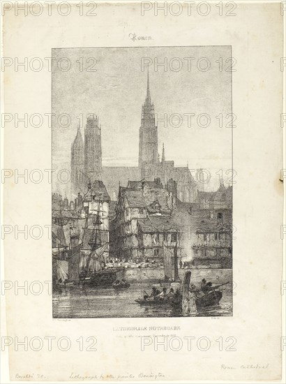 Notre Dame Cathedral in Rouen, n.d., Richard Parkes Bonington, English, 1802-1828, England, Lithograph on paper, 242 × 162 mm (image), 337 × 246 mm (sheet)