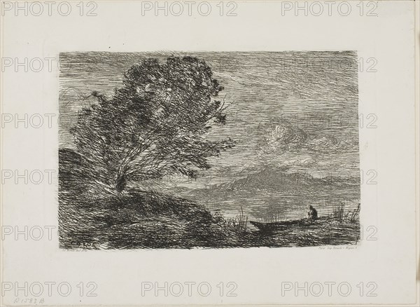 Lake in the Tyrol, 1863, Jean-Baptiste-Camille Corot (French, 1796-1875), printed by François Houiste (French, 1794-?), published by Le Monde des Arts, France, Etching on white wove paper, 114 × 173 mm (image), 125 × 190 mm (plate), 174 × 237 mm (sheet)