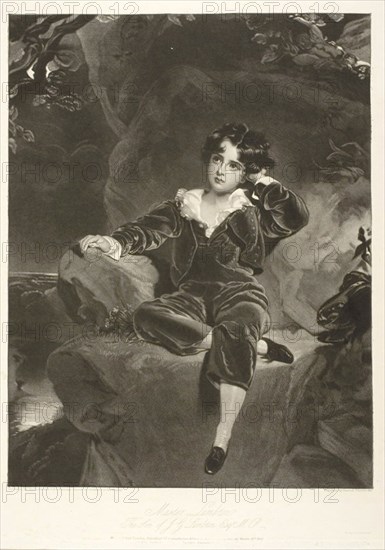 Master Lambton, published March 26, 1827, Samuel Cousins (English, 1801-1887), after Sir Thomas Lawrence (English, 1769-1830), published by P. D. Colnaghi & Company, England, Mezzotint on paper, 385 × 297 mm (image), 448 × 342 mm (sheet)