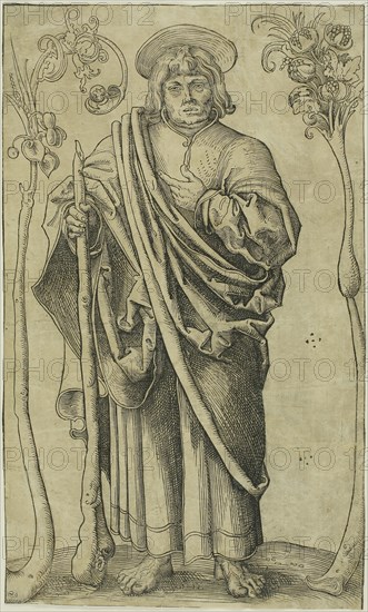 Saint Jude, from Christ, the Apostles and Saint Paul, 1510/15, Lucas Cranach the Elder, German, 1472-1553, Germany, Woodcut in black on buff laid paper, 305 x 182 mm (image/sheet trimmed within block)