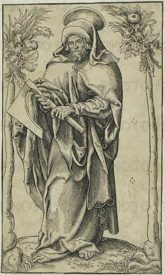 Saint Matthias, from Christ, the Apostles and Saint Paul, 1510/15, Lucas Cranach the Elder, German, 1472-1553, Germany, Woodcut in black on buff laid paper, 216 x 188 mm (image/block/sheet)
