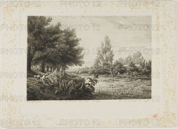 Near Choisy-le-Roi, 1843, Charles François Daubigny, French, 1817-1878, France, Etching on ivory wove paper, 165 × 247 mm (image), 220 × 278 mm (plate), 249 × 344 mm (sheet)