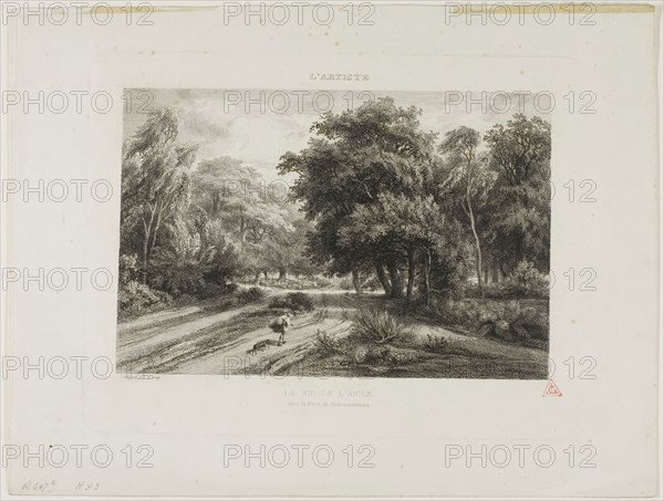 The Eagle’s Nest in the Forest of Fontainebleau, 1844, Charles François Daubigny, French, 1817-1878, France, Etching on ivory wove paper, 141 × 213 mm (image), 188 × 244 mm (plate), 243 × 319 mm (sheet)