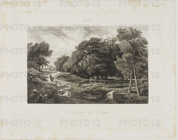 Approaching Storm, 1844, Charles François Daubigny, French, 1817-1878, France, Etching on ivory wove paper, 109 × 168 mm (image), 159 × 206 mm (plate), 194 × 243 mm (sheet)
