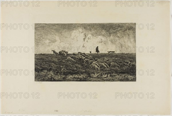 L’Ondée, n.d., Charles François Daubigny, French, 1817-1878, France, Etching on paper, 136 × 236 mm (image), 197 × 262 mm (plate), 264 × 394 mm (sheet)