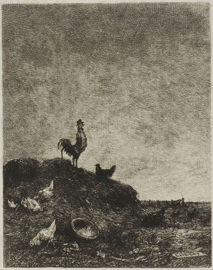 Dawn (The Cock’s Crow), 1857, Charles François Daubigny, French, 1817-1878, France, Etching and drypoint on ivory laid paper, 145 × 114 mm (image), 170 × 132 mm (plate), 370 × 267 mm (sheet)