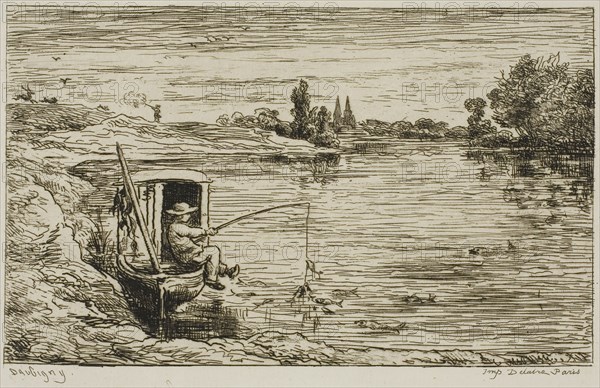 The Ship’s Boy Fishing (Fishing with a Line), 1861, Charles François Daubigny, French, 1817-1878, France, Etching on ivory laid paper, 95 × 156 mm (image), 140 × 186 mm (plate), 226 × 310 mm (sheet)