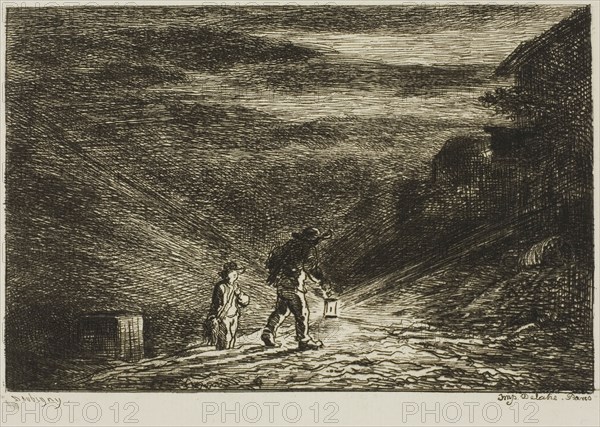 The Search for an Inn, 1861, Charles François Daubigny, French, 1817-1878, France, Etching on ivory laid paper, 103 × 156 mm (image), 135 × 180 mm (plate), 217 × 301 mm (sheet)