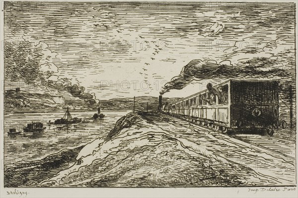 The Departure (The Return), 1861, Charles François Daubigny, French, 1817-1878, France, Etching on ivory laid paper, 99 × 156 mm (image), 128 × 178 mm (plate), 221 × 314 mm (sheet)