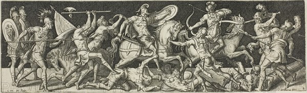 Combats and Triumphs, 1550/1572, Etienne Delaune, French, c. 1519-1583, France, Engraving on paper, 65 × 220 mm