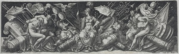Combats and Triumphs, n.d., Etienne Delaune, French, c. 1519-1583, France, Engraving on paper, 65 × 220 mm
