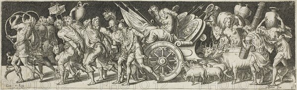 Combats and Triumphs, 1550/1572, Etienne Delaune, French, c. 1519-1583, France, Engraving on paper, 65 × 220 mm