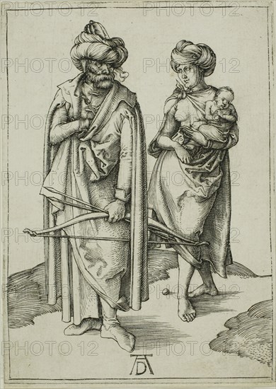 Oriental Family, c. 1496, Albrecht Dürer, German, 1471-1528, Germany, Engraving in black on ivory laid paper, 108 x 77 mm (image), 112 x 80 mm (sheet)