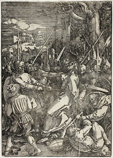 The Betrayal of Christ, from The Large Passion, 1510, printed after 1675, Albrecht Dürer, German, 1471-1528, Germany, Woodcut in black on ivory laid paper, 395 x 280 mm
