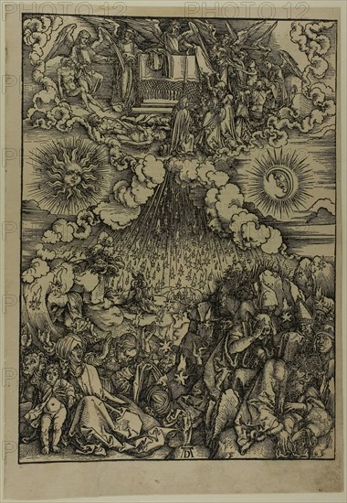 The Opening of the Fifth and Sixth Seals, from The Apocalypse, c. 1496–98, published 1511, Albrecht Dürer, German, 1471-1528, Germany, Woodcut in black on tan laid paper, 394 x 282 mm (image), 433 x 302 mm (sheet)