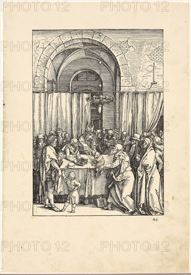 The Rejection of Joachim’s Offering, from The Life of the Virgin, c. 1504, published 1511, Albrecht Dürer, German, 1471-1528, Germany, Woodcut in black on buff laid paper, 298 x 211 mm (image), 434 x 302 mm (sheet)