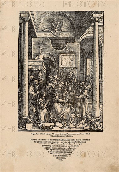 Glorification of the Virgin, from The Life of the Virgin, c. 1502, published 1511, Albrecht Dürer, German, 1471-1528, Germany, Woodcut in black on tan laid paper, 301 x 211 mm (image), 433 x 303 mm (sheet)