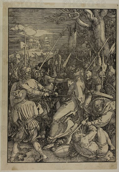 The Betrayal of Christ, from The Large Passion, 1510, published 1511, Albrecht Dürer, German, 1471-1528, Germany, Woodcut in black on cream laid paper, 398 x 282 mm (image), 432 x 302 mm (sheet)