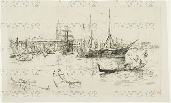 Laguna, Venice, 1880, Frank Duveneck, American, 1848-1919, United States, Etching on ivory laid paper, 196 x 341 mm (image/plate), 228 x 371 mm (sheet)