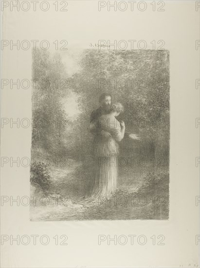 Love Poems, first plate, 1880, Henri Fantin-Latour, French, 1836-1904, France, Lithograph in gray on ivory laid paper, 445 × 362 mm (image), 687 × 511 mm (sheet)