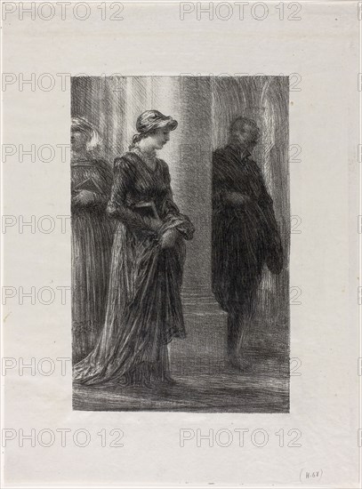 The Mastersingers of Nuremberg, Act I: Walther and Eva Meet, c. 1886, Henri Fantin-Latour, French, 1836-1904, France, Lithograph in black on off-white chine, 227 × 147 mm (image), 323 × 240 mm (sheet)