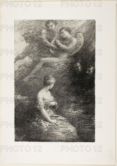 The Damnation of Faust: The Appearance of Marguerite, 1888, Henri Fantin-Latour, French, 1836-1904, France, Lithograph in black with scraping on stone on greyish-ivory china paper laid down on ivory wove paper, 232 × 154 mm (image), 231.5 × 153 mm (primary support), 308 × 218 mm (secondary support)