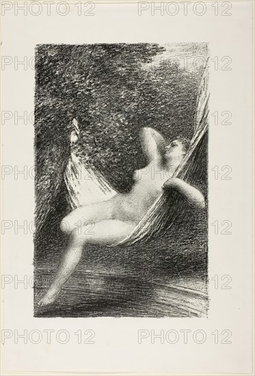 Sara the Bather, c. 1888, Henri Fantin-Latour, French, 1836-1904, France, Lithograph in black on white China paper laid down on white wove paper, 234 × 150 mm (image), 315 × 215 mm (sheet)
