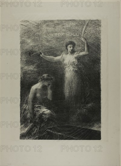 To Victor Hugo, 1889, Henri Fantin-Latour, French, 1836-1904, France, Lithograph in black on light gray chine, 446 × 304 mm (image), 609 × 442 mm (sheet)