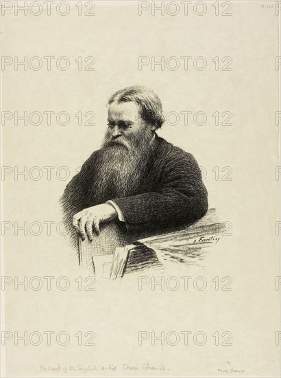 Portrait of the Artist Edwin Edwards, 1892, Henri Fantin-Latour, French, 1836-1904, France, Lithograph in black on ivory wove paper, 167 × 145 mm (image), 232 × 310 mm (sheet)