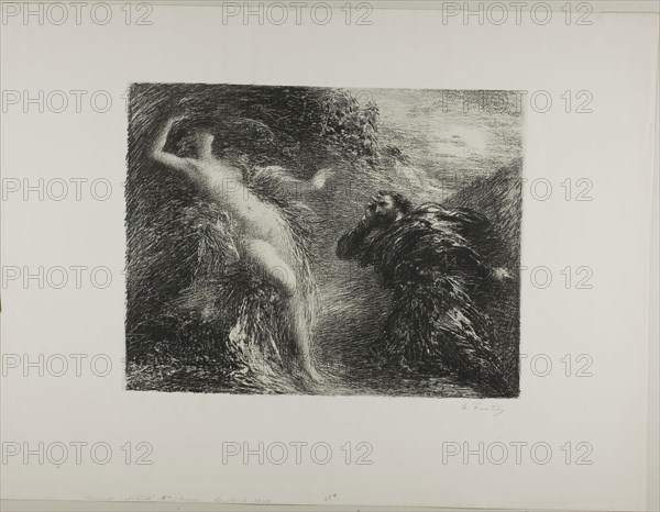 Manfred and Astartea, third plate, 1892, Henri Fantin-Latour, French, 1836-1904, France, Lithograph in black on ivory China paper laid down on ivory wove paper, 305 × 394 mm (image), 488 × 641 mm (sheet)