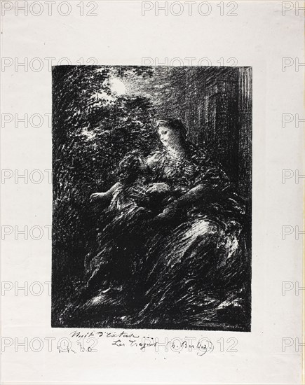 Duet of the Trojans, sixth plate, 1894, Henri Fantin-Latour, French, 1836-1904, France, Lithograph in black on off-white chine, 293 × 223 mm (image), 422 × 335 mm (sheet)