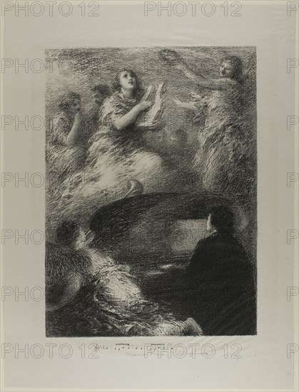 Robert Schumann’s Last Composition, 1895, Henri Fantin-Latour, French, 1836-1904, France, Lithograph in black on light gray chine, 447 × 327 mm (image), 593 × 449 mm (sheet)