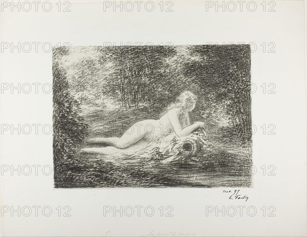 The Spring in the Woods, 1898, Henri Fantin-Latour, French, 1836-1904, France, Lithograph in black on ivory China paper laid down on white wove paper, 300 × 417 mm (image/chine), 490 × 630 mm (sheet)