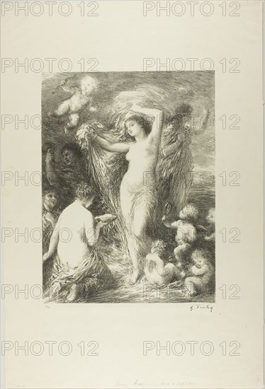 Venus Anadyomena, 1898, Henri Fantin-Latour, French, 1836-1904, France, Lithograph in black on ivory wove paper, 379 × 283 mm (image), 634 × 424 mm (sheet)