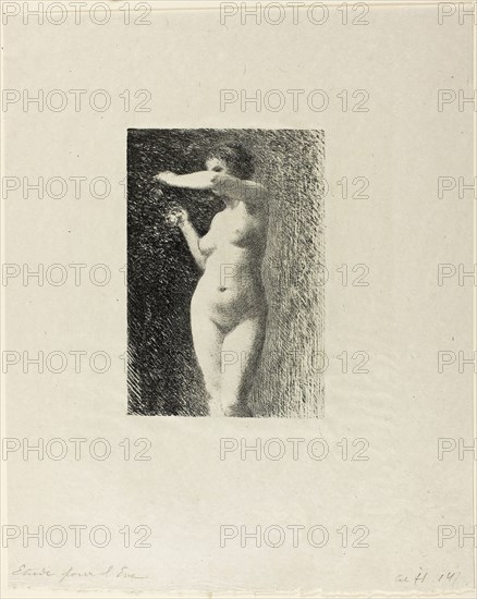 Etude for Eve, 1898, Henri Fantin-Latour, French, 1836-1904, France, Lithograph in black on light gray chine, 179 × 123 mm (image), 363 × 291 mm (sheet)