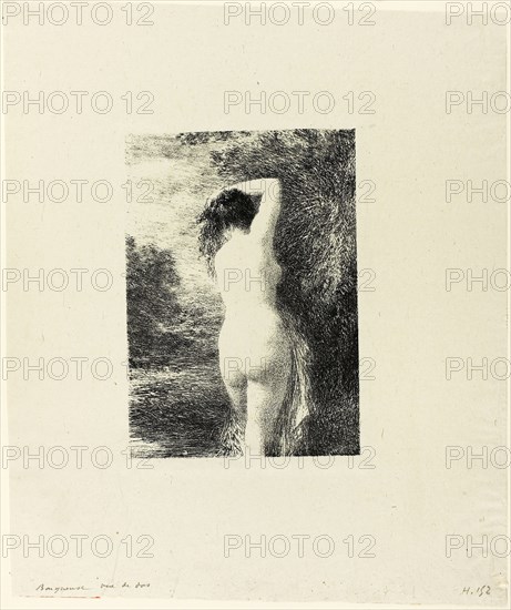 Standing Bather, third plate, 1899, Henri Fantin-Latour, French, 1836-1904, France, Lithograph in black on light gray chine, 197 × 139 mm (image), 357 × 300 mm (sheet)