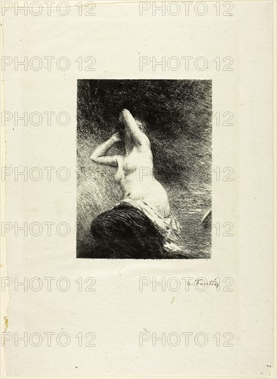 Ariadne, 1899, Henri Fantin-Latour, French, 1836-1904, France, Lithograph in black on light gray chine, 157 × 120 mm (image), 328 × 238 mm (sheet)