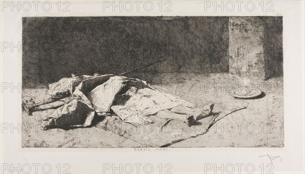 Dead Kabyle, n.d., Mariano José María Bernardo Fortuny y Carbó, Spanish, 1838-1874, Spain, Etching on paper, 210 x 400 mm