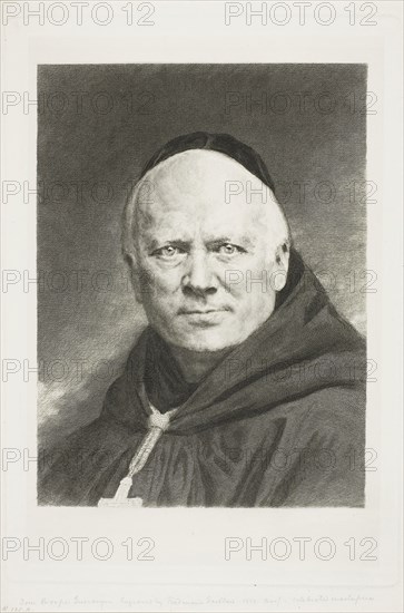 Dom Prosper Guéranger, Abbot of Solesmes, 1878, Claude Ferdinand Gaillard, French, 1834-1887, France, Engraving on ivory China paper, laid down on white wove paper, 247 × 170 mm (plate), 266 × 178 mm (sheet)