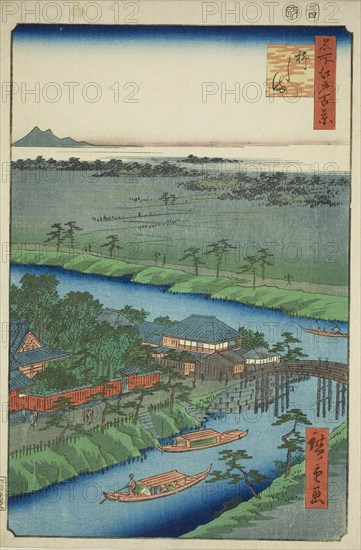 Yanagishima, from the series One Hundred Famous Views of Edo (Meisho Edo hyakkei), 1857, Utagawa Hiroshige ?? ??, Japanese, 1797-1858, Japan, Color woodblock print, oban