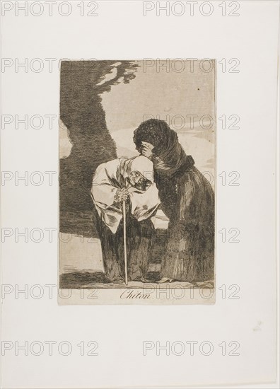 Hush, plate 28 from Los Caprichos, 1797/99, Francisco José de Goya y Lucientes, Spanish, 1746-1828, Spain, Etching, aquatint and burin on ivory laid paper, 190 x 130 mm (image), 204 x 130 mm (sheet)