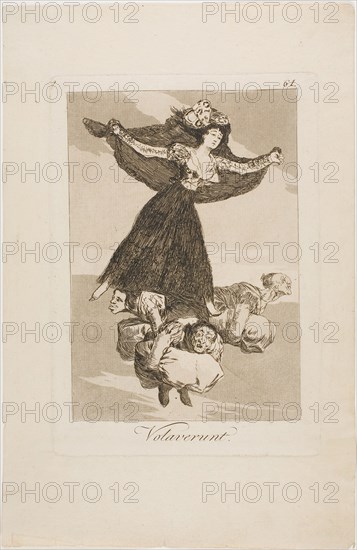 They Have Flown, plate 61 from Los Caprichos, 1797/99, Francisco José de Goya y Lucientes, Spanish, 1746-1828, Spain, Etching, aquatint, and drypoint on ivory laid paper, 184 x 129 mm (image), 214 x 150 mm (plate), 304 x 198 mm (sheet).