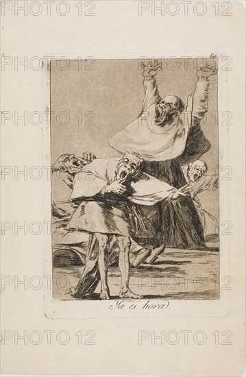 It is Time, plate 80 from Los Caprichos, 1797/99, Francisco José de Goya y Lucientes, Spanish, 1746-1828, Spain, Etching, burnished aquatint, drypoint and burin on ivory laid paper, 195 x 135 mm (image), 215 x 151 mm (plate), 304 x 201 mm (sheet)