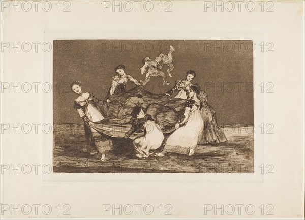 Heavier than a Dead Donkey, plate 1 from Los Proverbios, 1815–17, published 1864, Francisco José de Goya y Lucientes (Spanish, 1746-1828), published by the Royal Academy of Fine Arts of San Fernando (Spanish, founded 1744), Spain, Etching and aquatint, with scratches, in brown on ivory wove paper, 215 x 324 mm (image), 245 x 355 mm (plate), 353 x 487 mm (sheet)