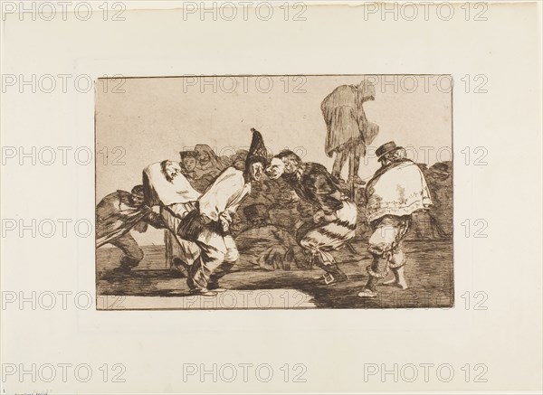 Rejoice, Carnival, for Tomorrow Thou wilt Be Ashes, plate 14 from Los Proverbios, 1815/24, Francisco José de Goya y Lucientes, Spanish, 1746-1828, Spain, Etching and aquatint printed in sepia ink on ivory wove paper, 211 x 324 mm (image), 245 x 358 mm (plate), 351 x 487 mm (sheet)