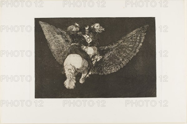 Renounce the Friend Who Covers You with His Wings and Bites You with His Beak, plate five from Los Proverbios, 1815/24, Francisco José de Goya y Lucientes, Spanish, 1746-1828, Spain, Etching and aquatint on ivory wove paper, 217 × 326 mm (image), 245 × 353 mm (plate), 332 × 497 mm (sheet)