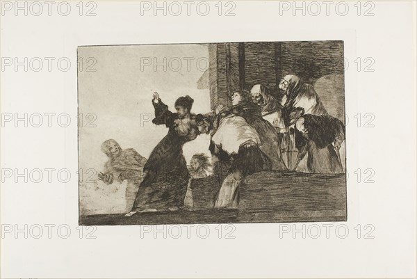 Poor Folly, plate eleven from Los Proverbios, 1815/24, Francisco José de Goya y Lucientes, Spanish, 1746-1828, Spain, Etching, burnished aquatint, drypoint and burin on ivory wove paper, 217 x 322 mm (image), 245 x 350 mm (plate), 332 x 496 mm (sheet)