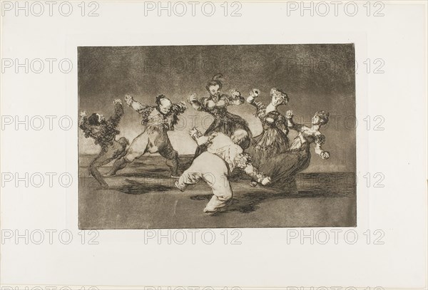 Merry Folly, from Disparates, published as plate 12 in Los Proverbios, 1816–19, published 1864, Francisco José de Goya y Lucientes, Spanish, 1746-1828, Spain, Etching, burnished aquatint, and drypoint in brown-black on ivory wove paper, 214 x 324 mm (image), 244 x 353 mm (plate), 331 x 497 mm (sheet)